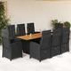 vidaXL Ensemble à manger de jardin 9pcs coussins noir résine tressée