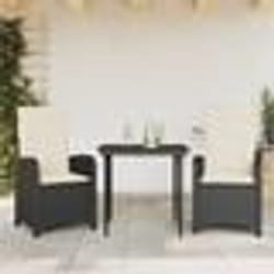 vidaXL Ensemble à manger de jardin avec coussins 3 pcs Noir
