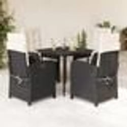 vidaXL Ensemble à manger de jardin coussins 5pcs Noir Résine tressée