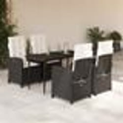 vidaXL Ensemble à manger de jardin coussins 5pcs Noir Résine tressée