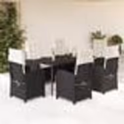 vidaXL Ensemble à manger de jardin coussins 7pcs Noir Résine tressée