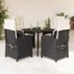 vidaXL Ensemble à manger de jardin coussins 5pcs Noir Résine tressée