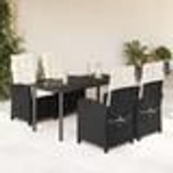 vidaXL Ensemble à manger de jardin coussins 5pcs Noir Résine tressée