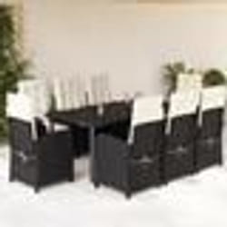 vidaXL Ensemble à manger de jardin 9pcs coussins noir résine tressée