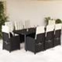 vidaXL Ensemble à manger de jardin 9pcs coussins noir résine tressée