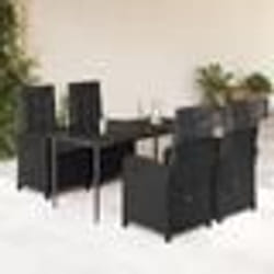 vidaXL Ensemble à manger de jardin coussins 5pcs Noir Résine tressée