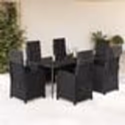 vidaXL Ensemble à manger de jardin coussins 7pcs Noir Résine tressée
