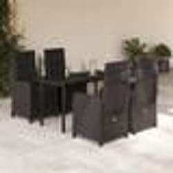 vidaXL Ensemble à manger de jardin coussins 5pcs Noir Résine tressée
