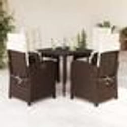 vidaXL Ensemble à manger de jardin 5 pcs et coussins marron poly rotin