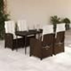 vidaXL Ensemble à manger de jardin 5 pcs et coussins marron poly rotin