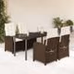vidaXL Ensemble à manger de jardin 5 pcs et coussins marron poly rotin