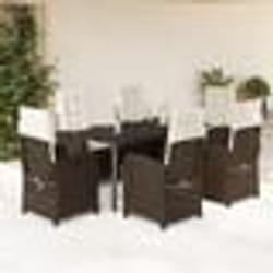 vidaXL Ensemble à manger de jardin et coussins 7 pcs marron rotin