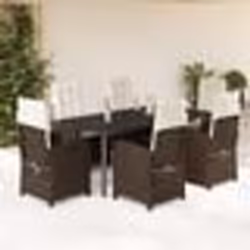 vidaXL Ensemble à manger de jardin et coussins 7 pcs marron rotin