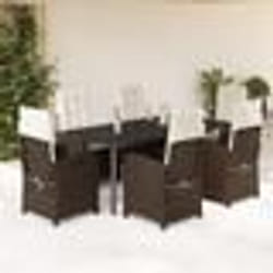 vidaXL Ensemble à manger de jardin et coussins 7 pcs marron rotin
