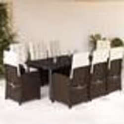 vidaXL Ensemble à manger de jardin et coussins 9 pcs marron poly rotin