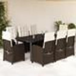 vidaXL Ensemble à manger de jardin et coussins 9 pcs marron poly rotin