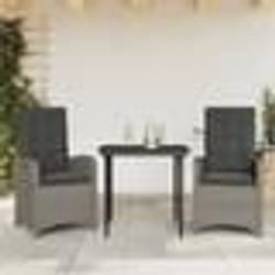 vidaXL Ensemble à manger de jardin 3 pcs coussins gris résine tressée
