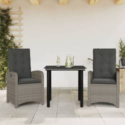 Vidaxl - Ensemble à manger de jardin 3 pcs coussins gris résine tressée