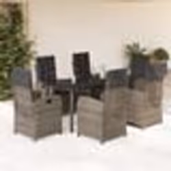 vidaXL Ensemble à manger de jardin et coussins 7 pcs gris rotin