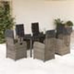 vidaXL Ensemble à manger de jardin et coussins 7 pcs gris rotin