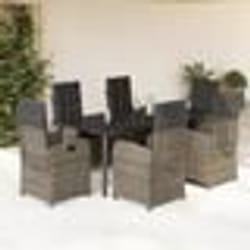 vidaXL Ensemble à manger de jardin et coussins 7 pcs gris rotin