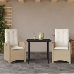 Vidaxl - Ensemble à manger de jardin et coussins 3 pcs Beige poly rotin