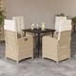 vidaXL Ensemble à manger de jardin avec coussins 5pcs Beige poly rotin