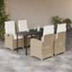 vidaXL Ensemble à manger de jardin avec coussins 5pcs Beige poly rotin