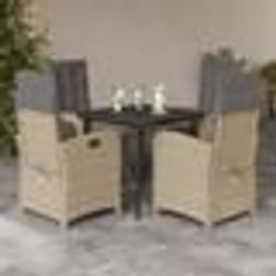 vidaXL Ensemble à manger de jardin coussins 5 pcs mélange beige rotin