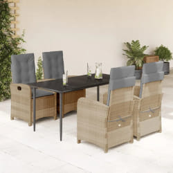 vidaXL Ensemble à manger de jardin coussins 5 pcs mélange beige rotin