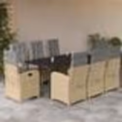 vidaXL Ensemble à manger de jardin et coussins 9 pcs mélange beige
