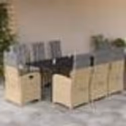 vidaXL Ensemble à manger de jardin et coussins 9 pcs mélange beige