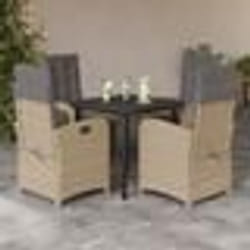 vidaXL Ensemble à manger de jardin coussins 5 pcs mélange beige rotin