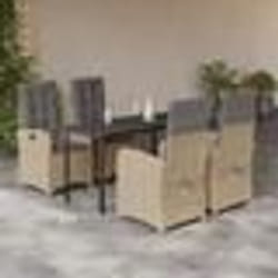 vidaXL Ensemble à manger de jardin coussins 5 pcs mélange beige rotin