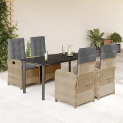 vidaXL Ensemble à manger de jardin coussins 5 pcs mélange beige rotin