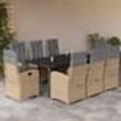 vidaXL Ensemble à manger de jardin et coussins 9 pcs mélange beige