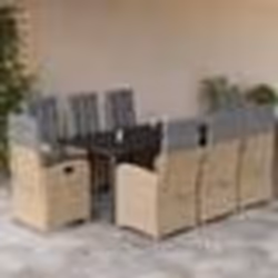 vidaXL Ensemble à manger de jardin et coussins 9 pcs mélange beige