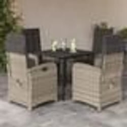 vidaXL Ensemble à manger de jardin et coussins 5 pcs gris clair rotin
