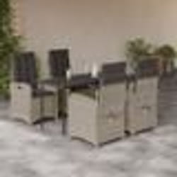 vidaXL Ensemble à manger de jardin et coussins 5 pcs gris clair rotin