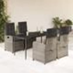 vidaXL Ensemble à manger de jardin et coussins 5 pcs gris clair rotin