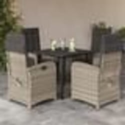 vidaXL Ensemble à manger de jardin et coussins 5 pcs gris clair rotin