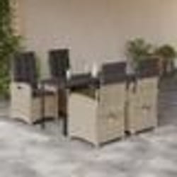 vidaXL Ensemble à manger de jardin et coussins 5 pcs gris clair rotin