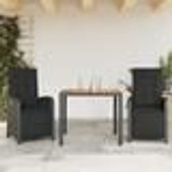 vidaXL Ensemble de bistro 3 pcs avec coussins noir résine tressée
