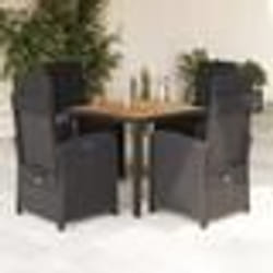 vidaXL Ensemble à manger de jardin coussins 5pcs Noir Résine tressée