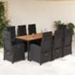vidaXL Ensemble à manger de jardin 9pcs coussins noir résine tressée