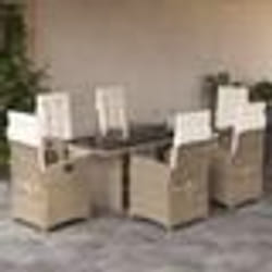 vidaXL Ensemble à manger de jardin et coussins 7 pcs beige poly rotin
