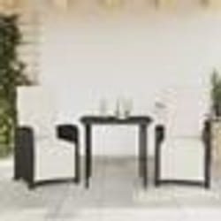 vidaXL Ensemble de bistro 3 pcs avec coussins noir résine tressée