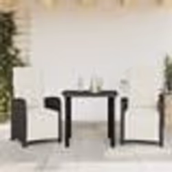vidaXL Ensemble de bistro 3 pcs avec coussins noir résine tressée