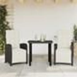 vidaXL Ensemble de bistro 3 pcs avec coussins noir résine tressée