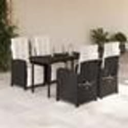 vidaXL Ensemble à manger de jardin coussins 5pcs Noir Résine tressée